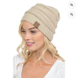C.C Beige Knit Slouchy Beanie